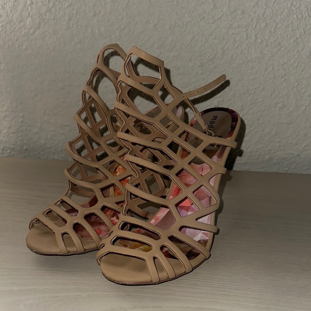 Madden girl Women's Tan Strappy Heels size 7.5